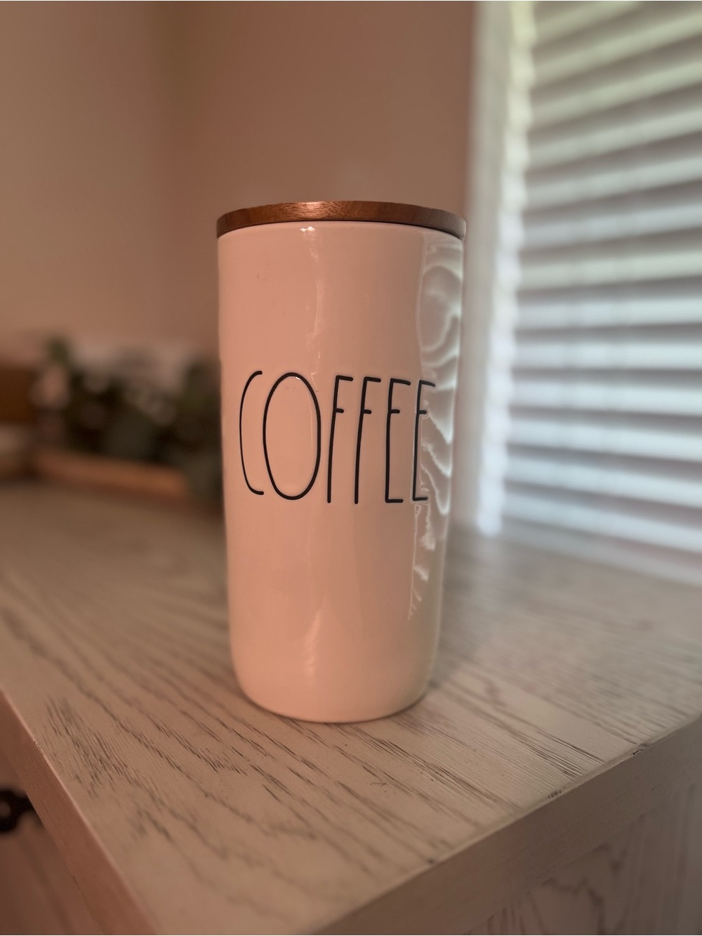 Rae Dunn White Coffee Canister with Wood Lid